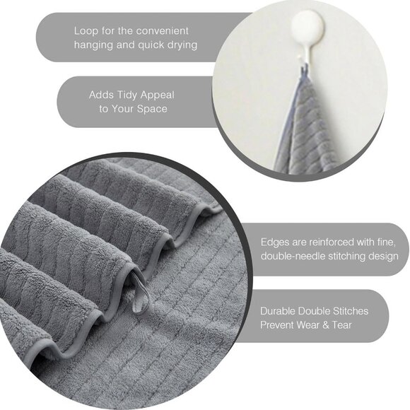 18-Piece Grey Towel Set - Includes Bath Towels, Hand Towels & Washcloths - Picture 8 of 9
